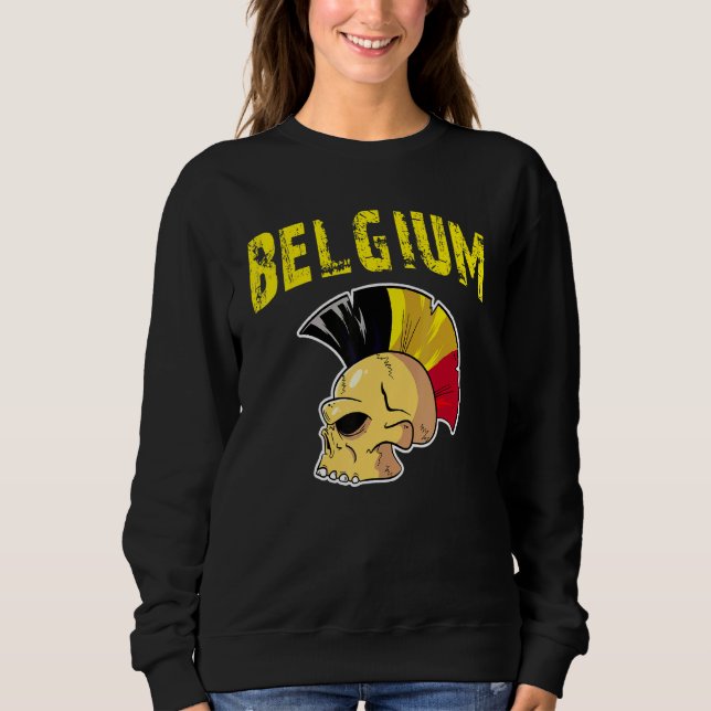 Moletom Bélgica Flag Mohawk Skull National Team Support (Frente)