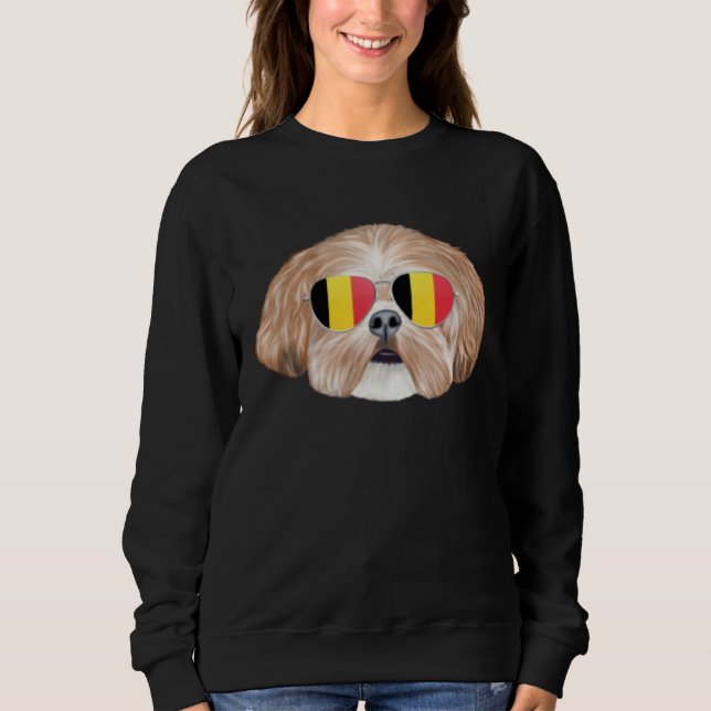 Moletom Belgium Flag Shih Tzu Dog Belgium Pocket (Frente)
