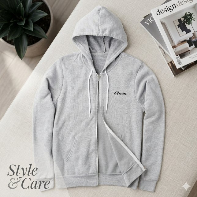 Moletom Bella Canvas Zip Hoodie com Nome Personalizado (Bella Canvas Zip Hoodie with Custom Name)