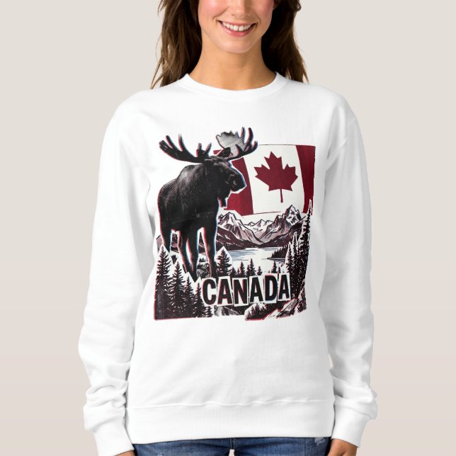 Moletom Belo Canadá. Bandeira canadense. Alce canadense.  (Frente)