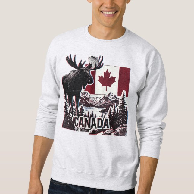 Moletom Belo Canadá. Bandeira canadense. Alce canadense. (Frente)