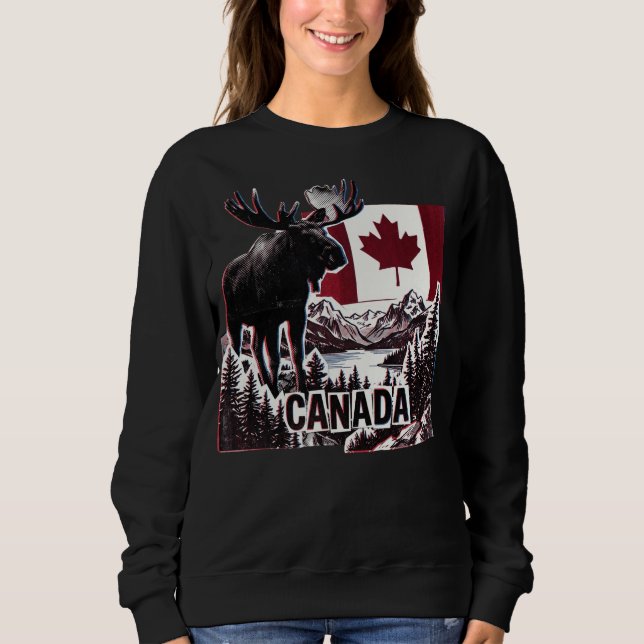 Moletom Belo Canadá. Bandeira canadense. Alce canadense. T (Frente)