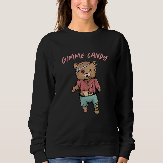 Moletom Belo Urso Rosa Zombie Gimme Candy Halloween (Frente)