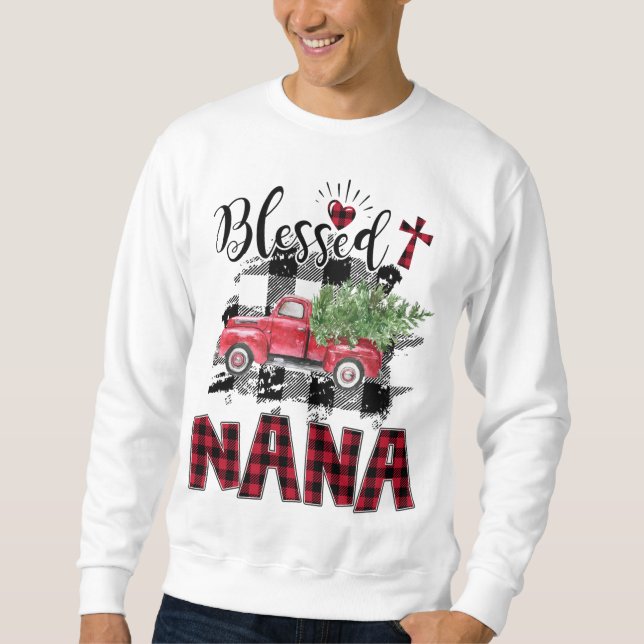 Moletom Bendito Natal da xadrez Vermelha da Nana (Frente)