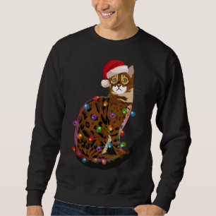 Moletom Bengala Gato Luzes de Natal Xmas Cat Lover