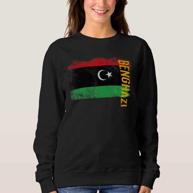 Moletom Benghazi Líbia Bandeira Para Homens Líbios Mulhere (Frente)