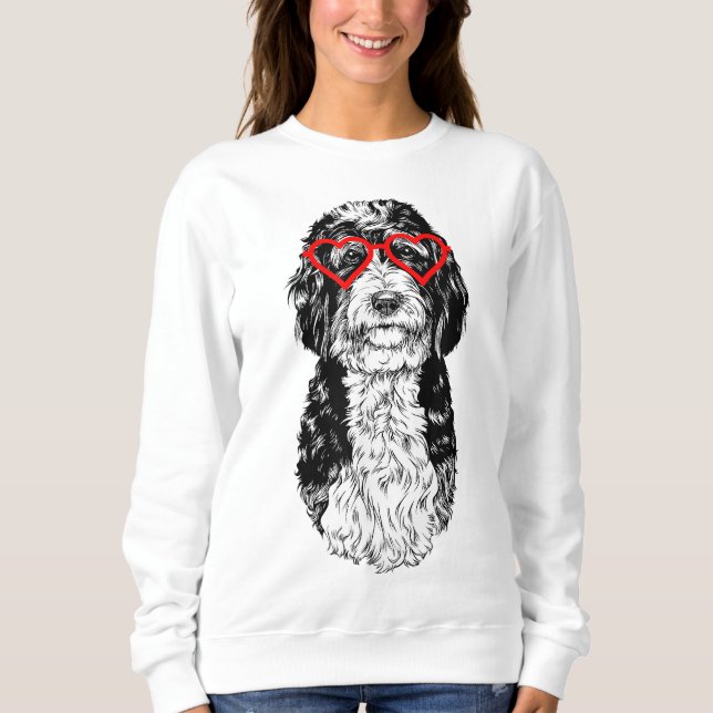 Moletom Bernedoodle Dia de os namorados Doodle Cachorro Ca (Frente)