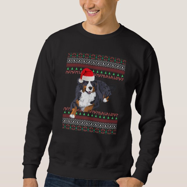 Moletom Berner Christmas Holiday Ugly Bernese Mountain Dog (Frente)