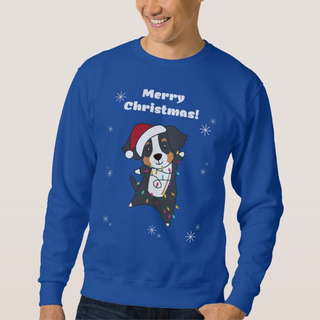 Moletom Bernese Feliz Natal Cachorros Felizes Suor (Frente)