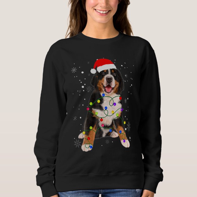 Moletom Bernese Mountain Dog Ilumina Fama de Natal (Frente)