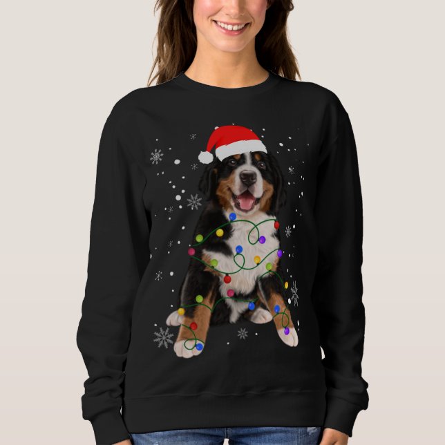 Moletom Bernese Mountain Dog Ilumina Fama de Natal (Frente)