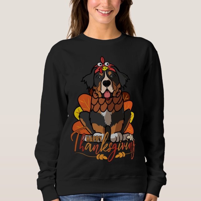 Moletom Bernese Mountain Dog Thanksgiving Dog Turkey Costu (Frente)