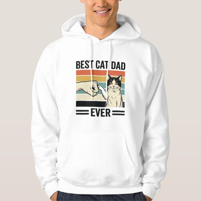 Moletom Best Cat Dad Ever Retro Cat Fist Bump Shirt_1 (Frente)