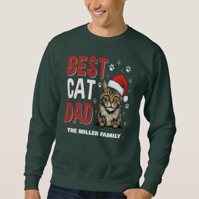 Moletom Best Cat Dad Personalized family  name christmas (Frente)