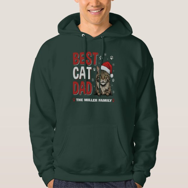 Moletom Best Cat Dad Personalized family  name christmas (Frente)