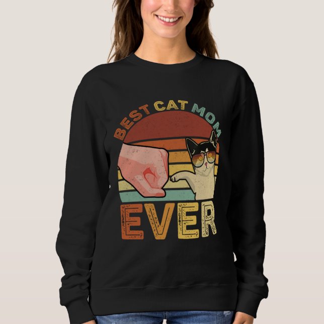 Moletom Best Cat Mom Ever Retro Cat Mom  Cat Mama MTD (Frente)