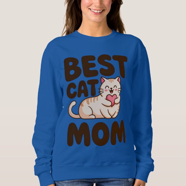 Moletom BEST CAT MOM for Cat Lovers and Pet Moms (Frente)