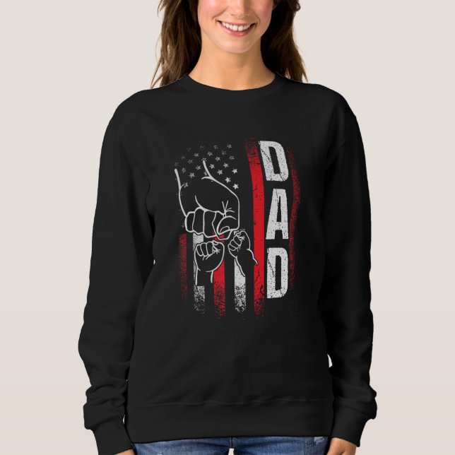 Moletom Best Dad Ever Fist Bump Dad American Flag Father s (Frente)