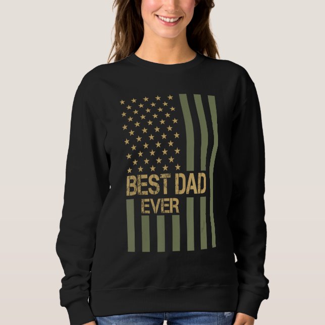 Moletom Best Dad Ever US American Flag Fathers Day Husband (Frente)