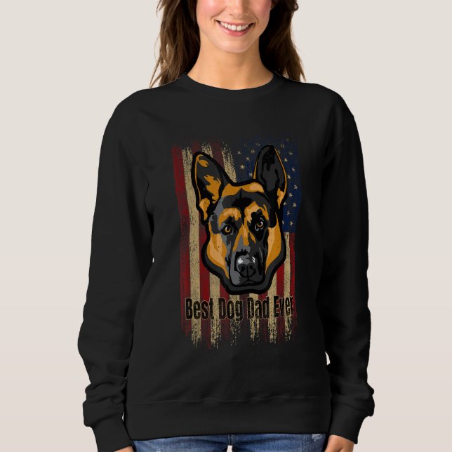 Moletom Best Dog Dad Ever US Flag, German shepherd America (Frente)