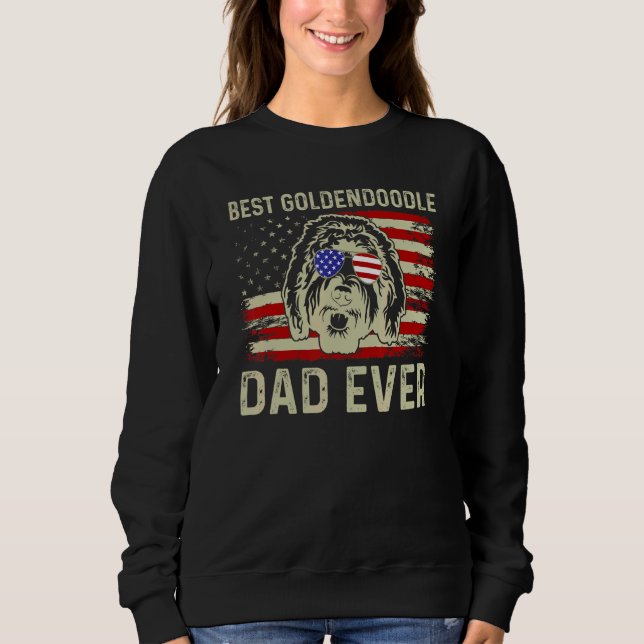 Moletom Best Dog Dad Ever Usa Flag Dad Joke Goldendoodle 4 (Frente)