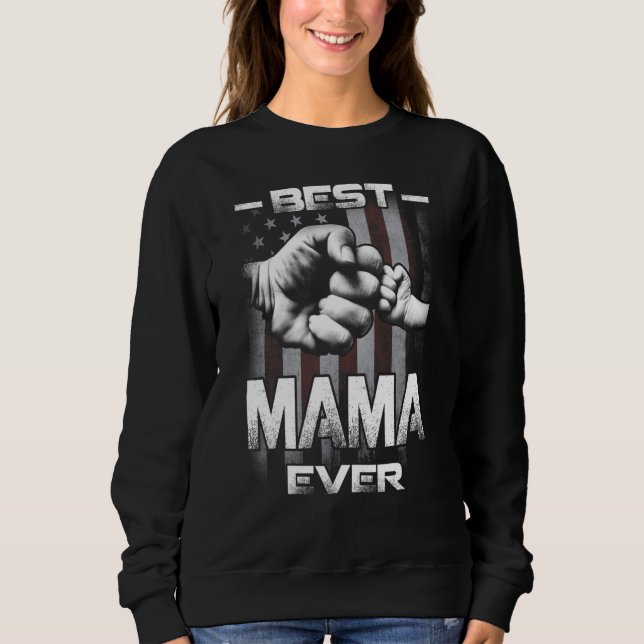 Moletom Best Mama Ever Fist bump USA Flag Mother's Day (Frente)