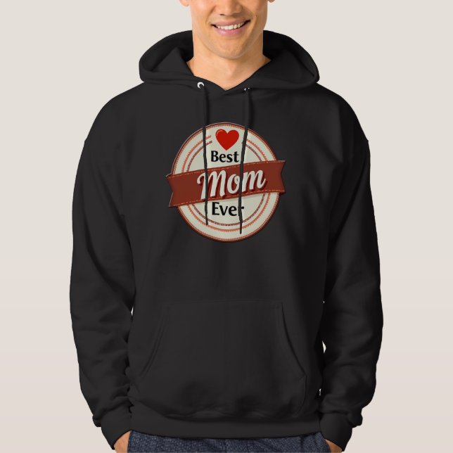 Moletom Best Mom Ever Retro Ribbon Emblem (Frente)