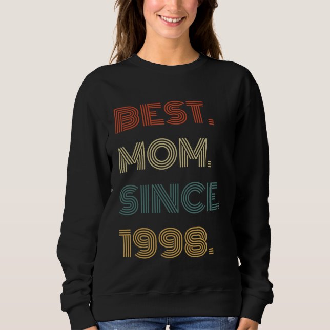 Moletom Best Mom Since 1998 Outfit  for Her Women Retro Vi (Frente)
