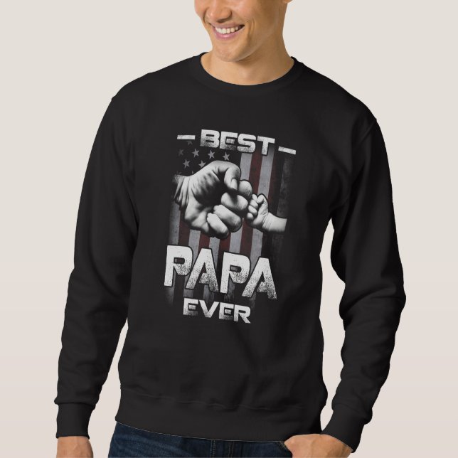 Moletom Best Papa Ever Fist bump USA Flag Father's Day   (Frente)
