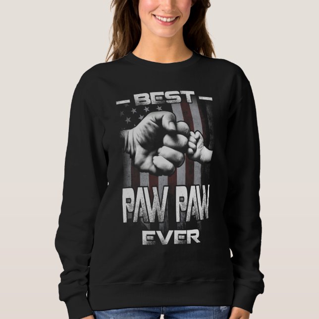 Moletom Best Paw Paw Ever Fist bump USA Flag Father's Day (Frente)
