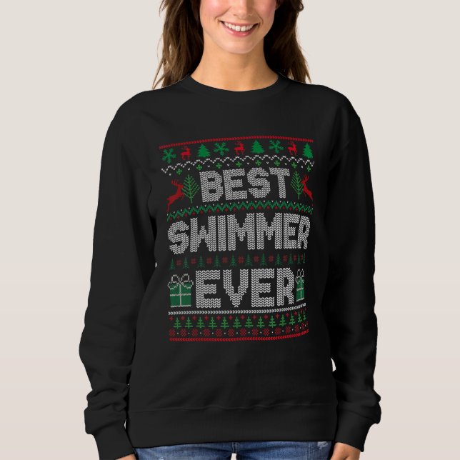 Moletom Best Swimmer Ever Christmas Pajamas Matching Ugly  (Frente)