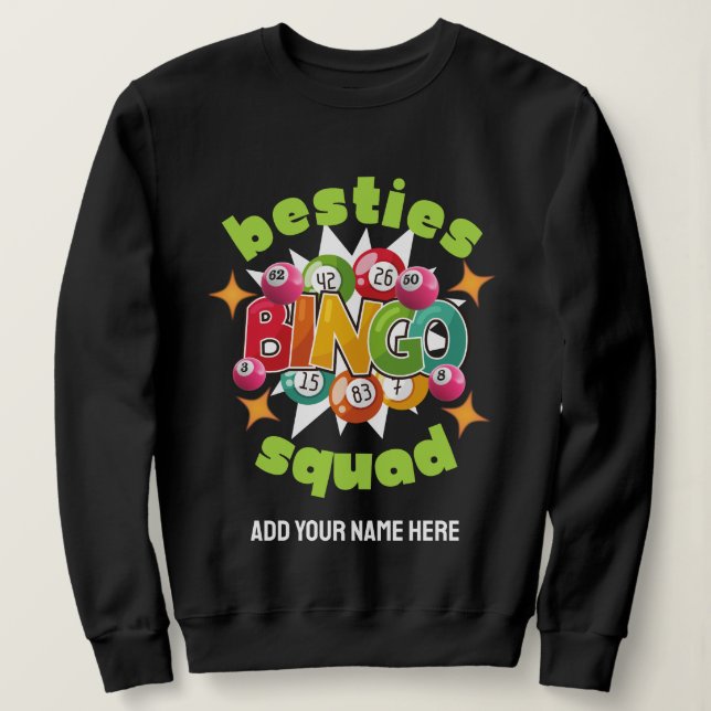 Moletom BESTIES BINGO SQUAD Nome Personalizado Bachelorett (Frente do Design)