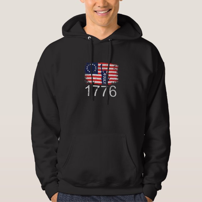 Moletom Betsy Ross 4 De Julho American Flag 1776 Retro (Frente)