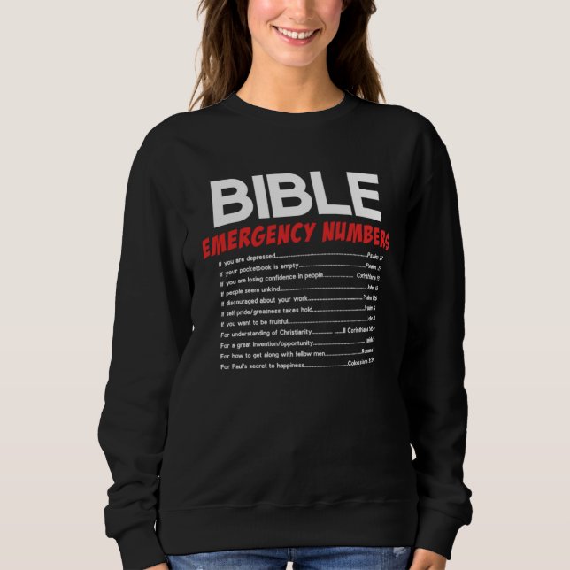 Moletom Bible Emergency Numbers Christian Bible Jesus (Frente)