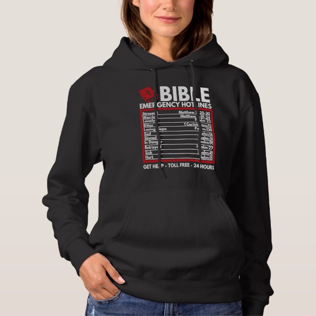Moletom Bible Emergency Numbers  Funny Christian Bible & J (Frente)