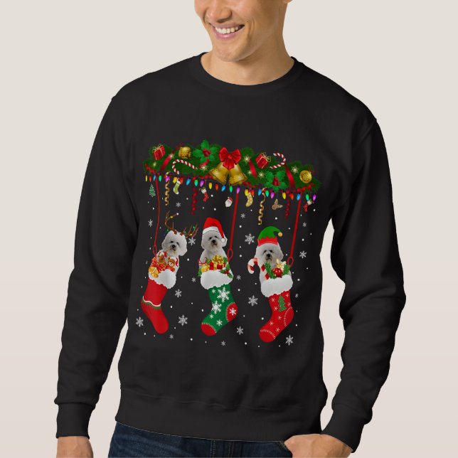 Moletom Bichon Frise Em Sock Xmas Reindeer Papais noeis EL (Frente)