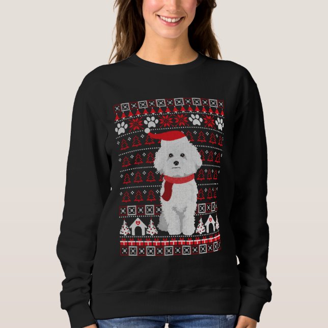 Moletom Bichon Frise Feia Feriado de Natal Feio (Frente)