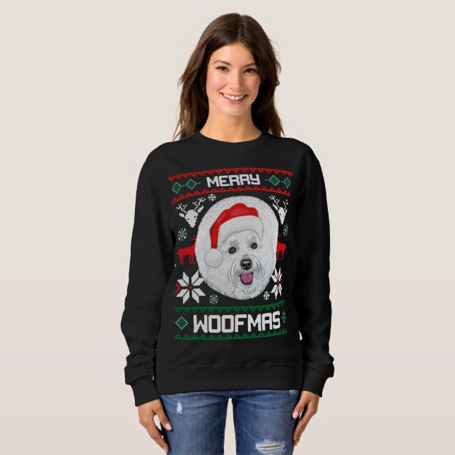 Moletom Bichon Frise Feliz Woofmas Natal (Frente Completa)