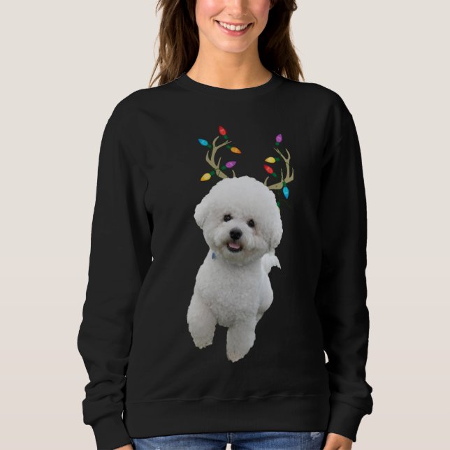 Moletom Bichon Frise Reindeer Cão de Natal (Frente)