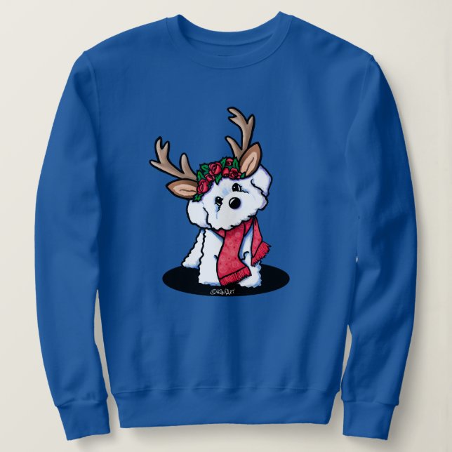 Moletom Bichon Frise Reindeer Sweet de Natal (Frente do Design)