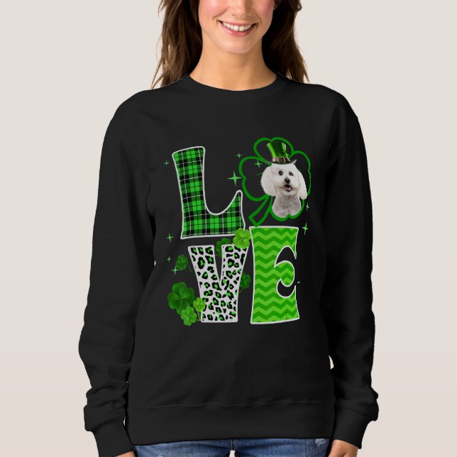 Moletom Bichon Frise Shamrock Lucky C Irish St Patricks Da (Frente)