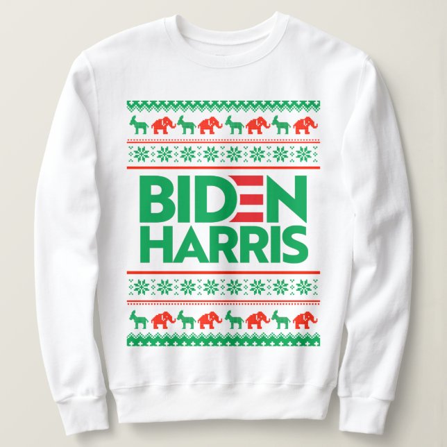Moletom BIDEN HARRIS UGLY CHRISTMAS SWEATER (Verde) (Frente do Design)