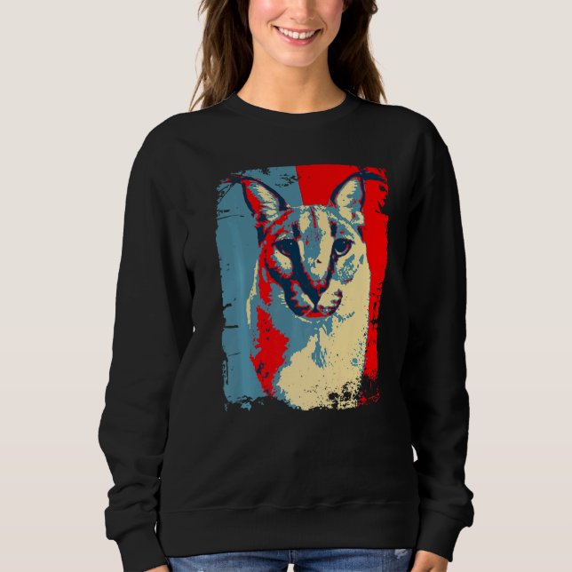 Moletom Big Floppa Meme cat Cute Caracal Cat retro distres (Frente)