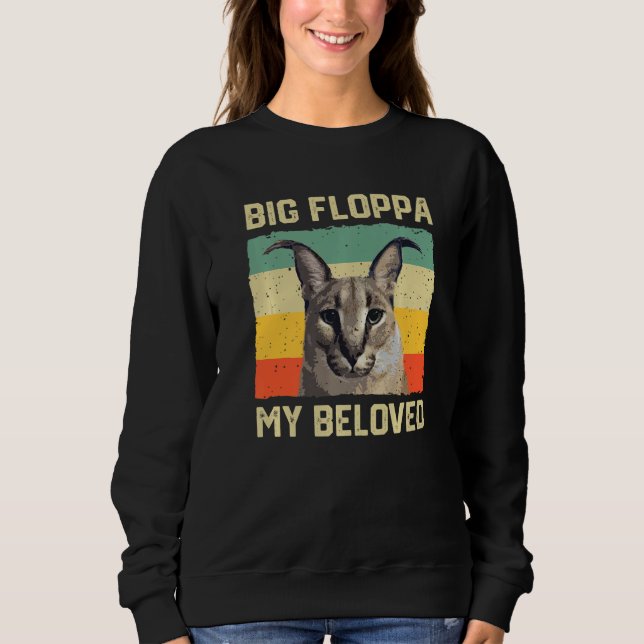 Moletom Big Floppa My Beloved Meme Cute Caracal Cat retro  (Frente)