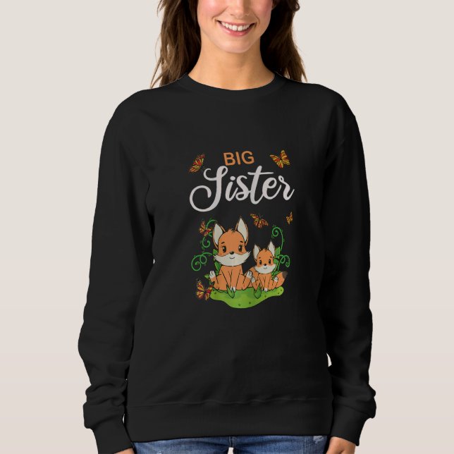 Moletom Big sister cute fox baby shower (Frente)