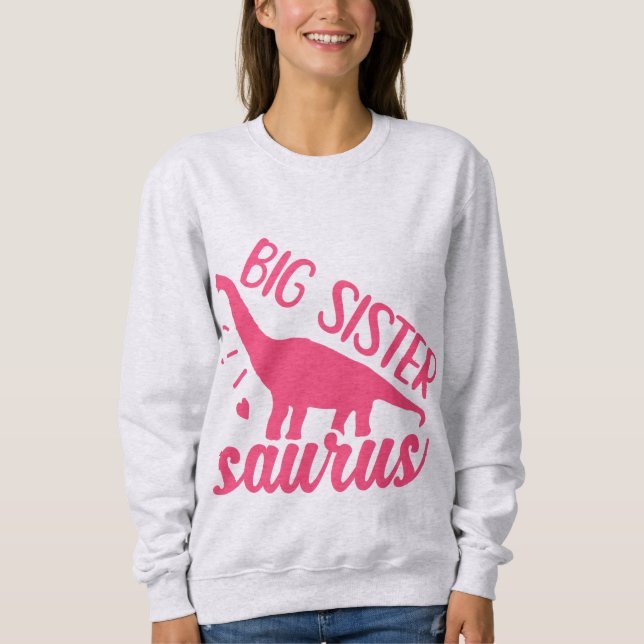 Moletom Big Sister Saurus a rosa (Frente)