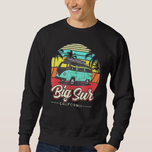 Moletom Big Sur California Retro Beach Palm Tree S (Frente)
