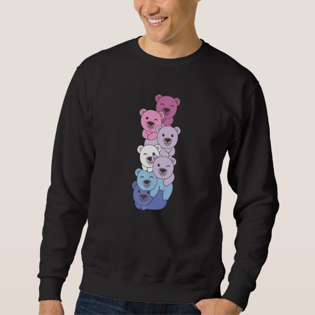 Moletom Bigender Flag Pile Pride Lgbtq Bear Cute Bigender (Frente)