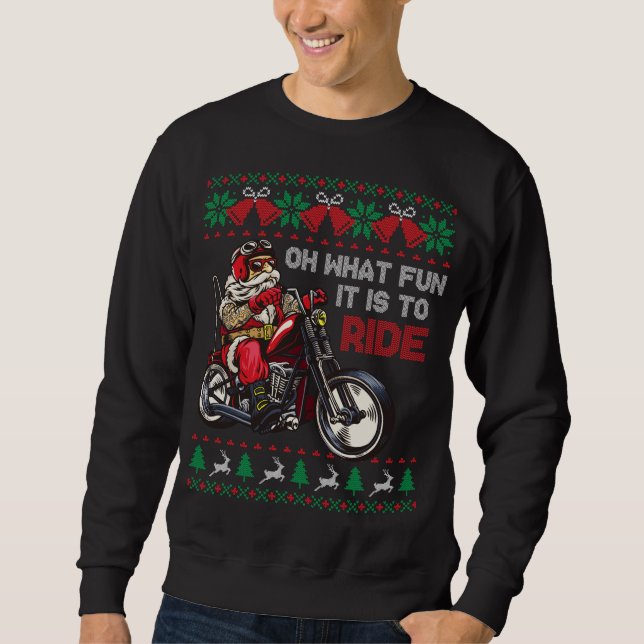 Moletom Biker Papais noeis Que Diversão É Dirigir Um Natal (Frente)