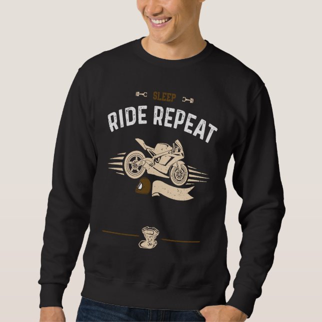 Moletom Biker Sleep Ride Repeat  Motorcycle Sayings (Frente)